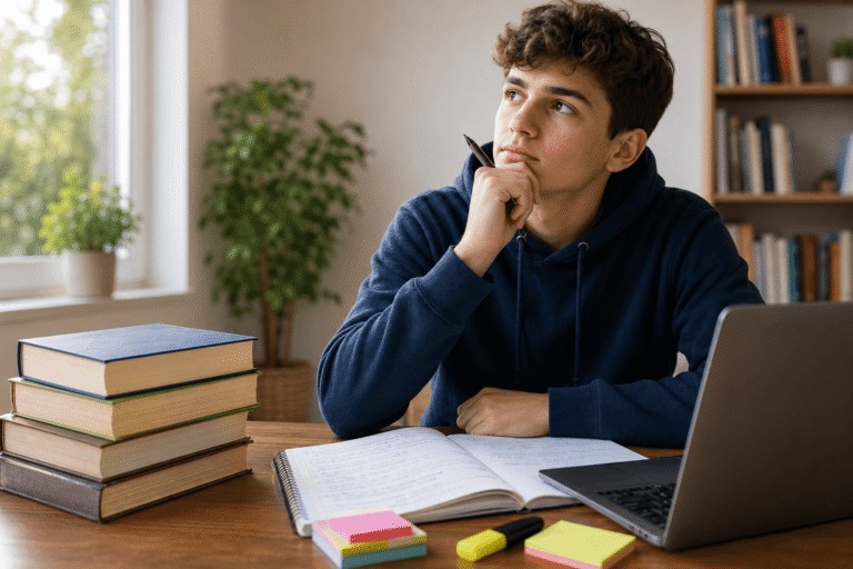 Joven estudiando y valorando si preparar una oposición después de Bachillerato