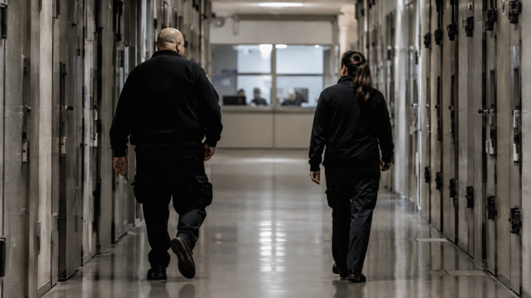 Pasillo de un centro penitenciario relacionado con el trabajo de ayudantes en ejecución penal