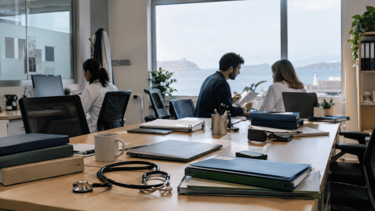 Entorno de trabajo con materiales de distintos perfiles profesionales