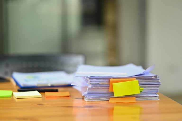 glosario ile of documents with colorful sticky notes on wo 2023 12 06 00 33 10 utc
