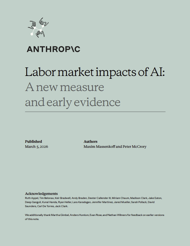 Labor market impacts of AI:
A new measure
and early evidence