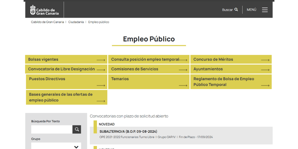 10 plazas de Auxiliares para trabajar como funcionario en el Cabildo Insular de Gran Canaria (Las Palmas)