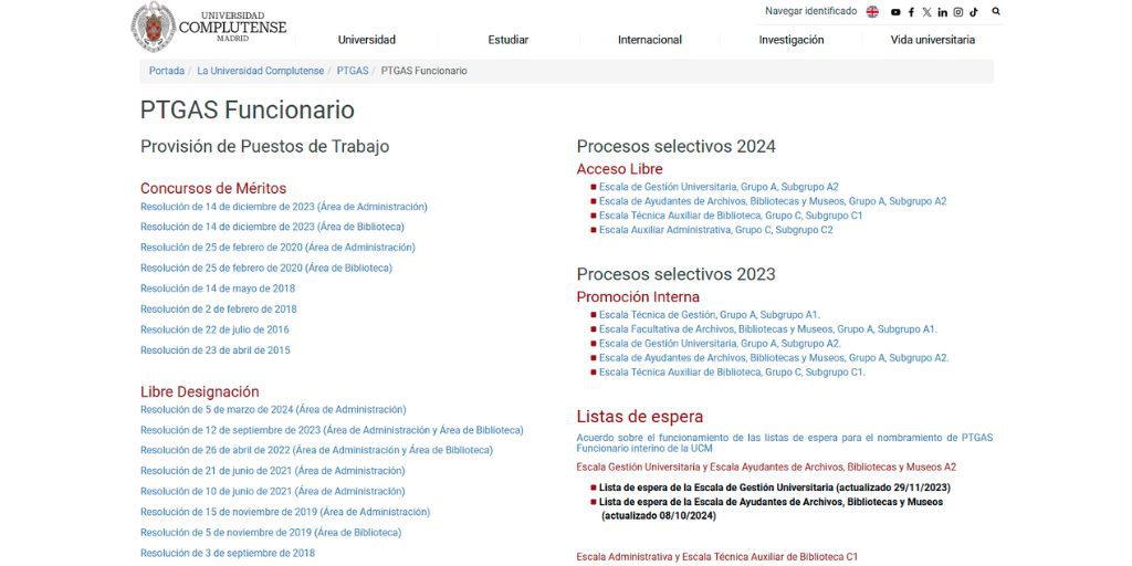 105 plazas para Auxiliares Administrativos en la Universidad Complutense de Madrid