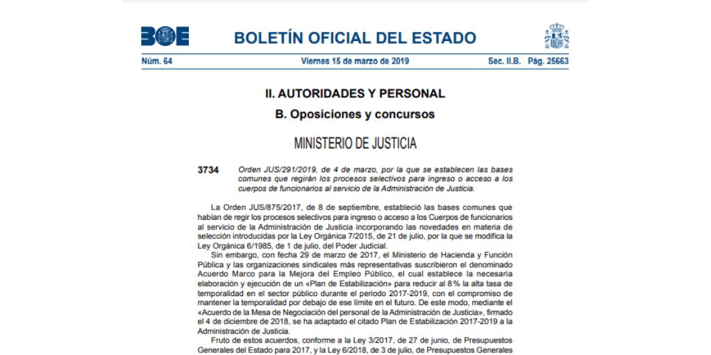 344 plazas en la convocatoria de oposiciones a Justicia (grupo discapacidad): gestión, tramitación y auxilio judicial
