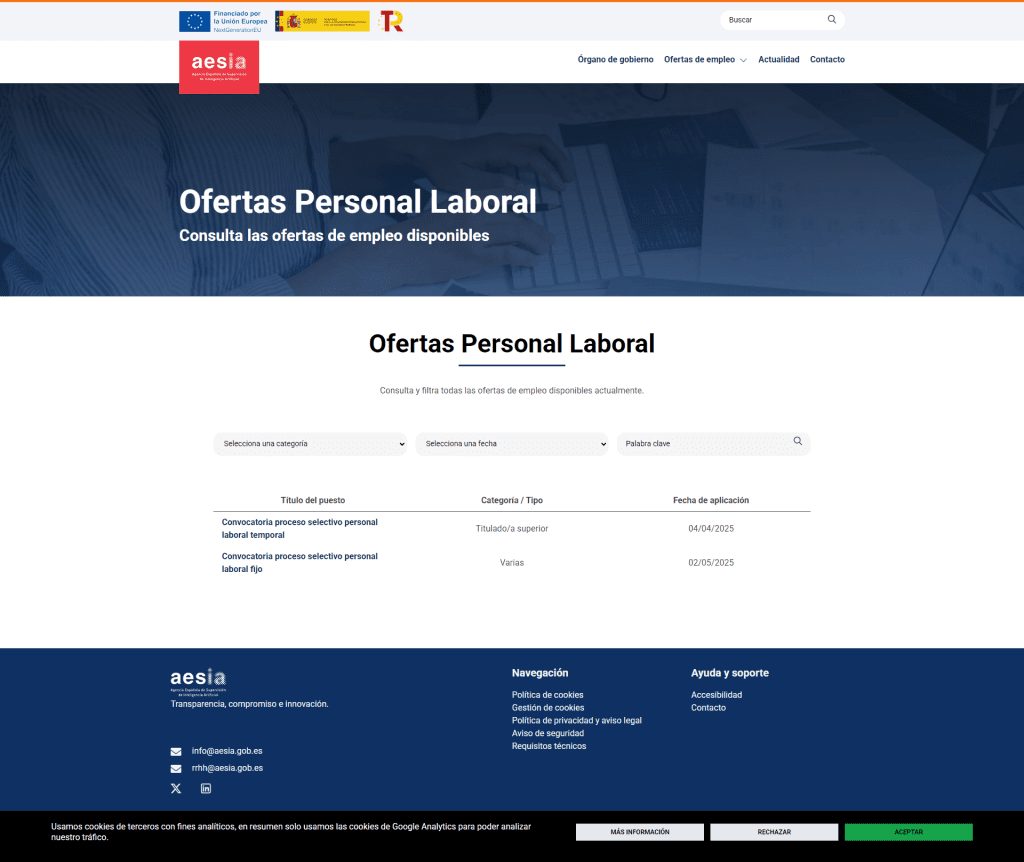 Convocatoria abierta: 19 plazas en la Agencia Española de Supervisión de la Inteligencia Artificial