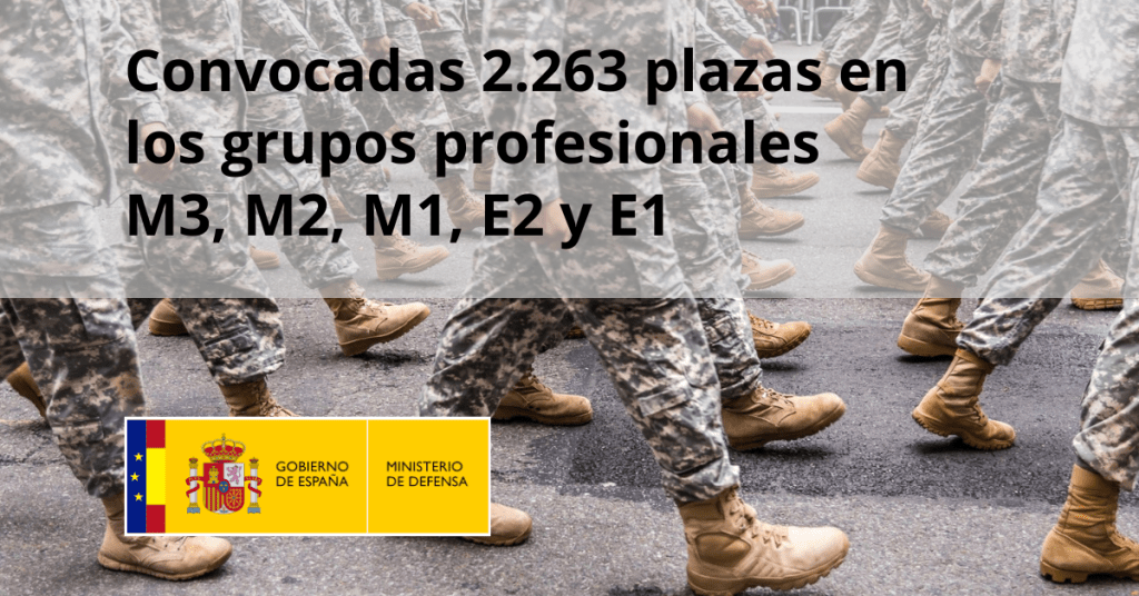 Convocatoria de oposiciones con 2.263 plazas en los grupos profesionales M3, M2, M1, E2 y E1 en la Administración General del Estado en el Ministerio de Defensa