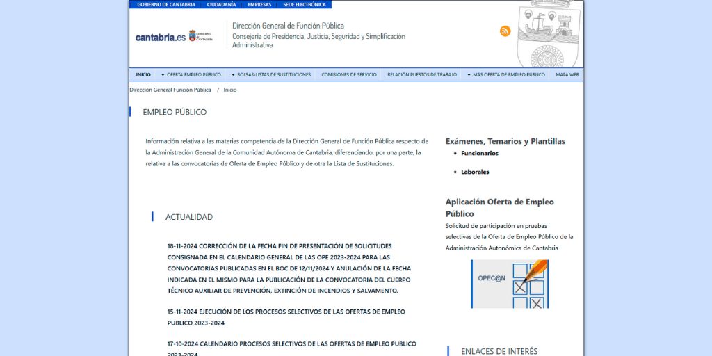 Convocatoria de proceso selectivo para cubrir 20 plazas de Subalterno/a en Cantabria