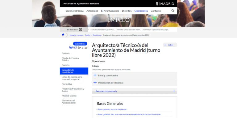 Convocatoria para 46 plazas de Arquitecto/a Técnico/a en el Ayuntamiento de Madrid