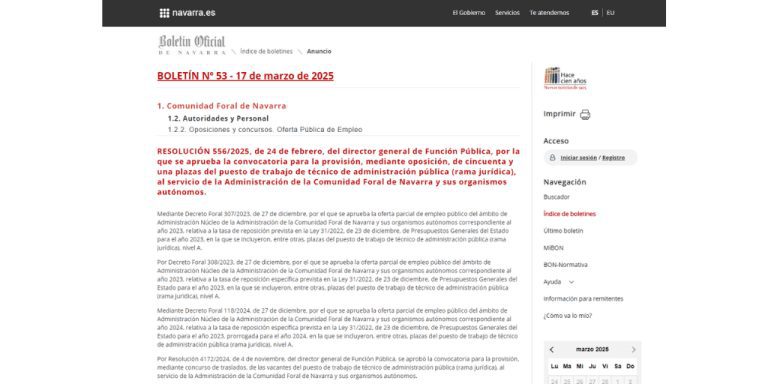 Convocatoria para cubrir 51 plazas de Técnico/a de Administración Pública (Rama Jurídica)