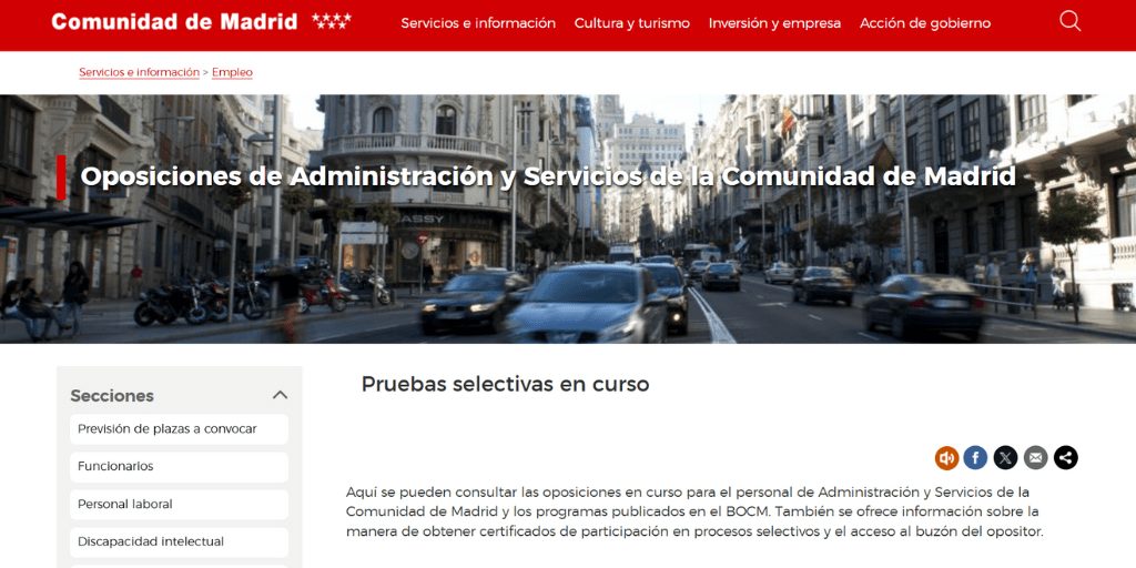 611 plazas para trabajar como Auxiliar de la Administración General de la Comunidad de Madrid