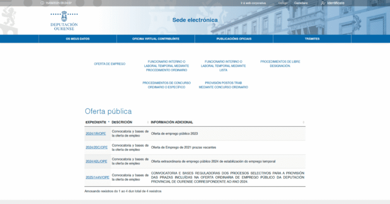 Oposiciones en la Diputación de Ourense: 36 plazas en distintas categorías profesionales