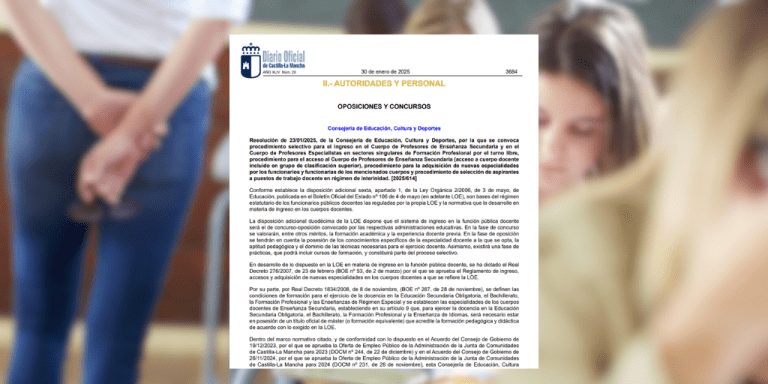 Oposiciones docentes Castilla-La Mancha: convocadas 725 plazas para profesores de Secundaria