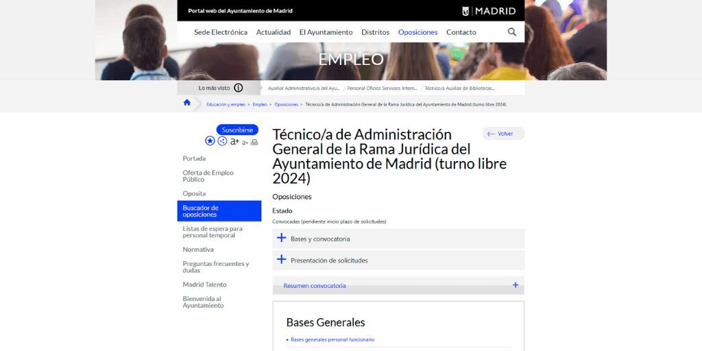 Oposiciones Técnico/a Administración General (Rama Jurídica) - Ayuntamiento de Madrid